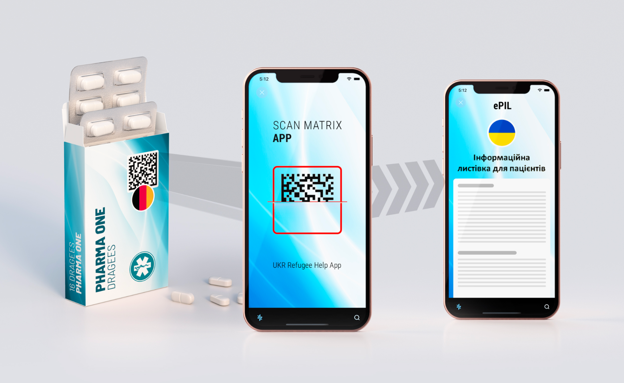 A smartphone scanning generic medication and receiving instructions in Ukrainian